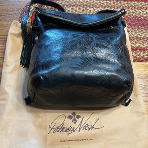 Like new black leather Patricia Nash Luzille backpack